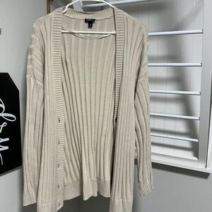 torrid Cream Ribbed Open-Front Women's Cardigan Sweater